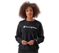 Champion Women's Powerblend Relaxed Crew, Screen Print Script Sweatshirt, Black-y08113, Medium