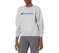 Champion Women's Powerblend Relaxed Crew, Screen Print Script Sweatshirt, Oxford Gray-y08113, Medium