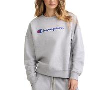 Champion Women's Powerblend Relaxed Crew, Screen Print Script Sweatshirt, Oxford Gray-y08113, S