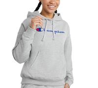 Champion Women's, Fleece, Comfortable Hoodie Sweatshirt (Plus Hooded, Oxford Gray-Classic Script Logo, XXL