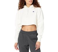 Champion Women's Reverse Weave Cropped Cut Off Hood Sweatshirt, White, Large