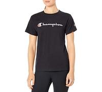 Champion Women's TEE T-Shirt, Black-Classic Script Logo, XL