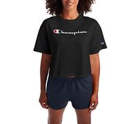 Champion Women's The Cropped TEE T-Shirt, Black, Large
