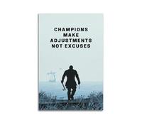 Champions Make Adjustments Not Excuses Warrior Silhouette Wall Art, Resilient Problem Solving Decor Canvas Print for Office And Man Cave Artistic Wall Mural Modern Hanging Decor Poster08x12inch(20x30c