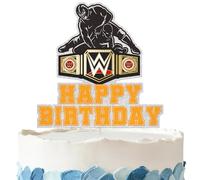 Championship Ring Birthday Cake Topper - Glitter Wrestling Party Decorations for Birthday Party Supplies
