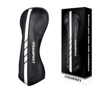 CHAMPKEY Premium Golf Head Covers for Woods & Driver - Advanced Polyurethane Synthetic Leather - Available as Single or Full Set (Black-1 Hybrid Cover (No.X))