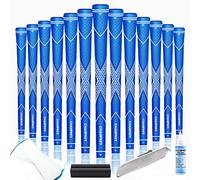 CHAMPKEY Premium Rubber Golf Grips 13 Pack | High Traction and Feedback Rubber Golf Club Grips - All Repair Kits (Blue&White, Standard)