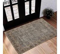 CHAMPLANT Washable Small Rug 60x90 cm Bath Mat Vintage Distressed Taupe Rug Door Mat Grip Carpet for Kitchen Dining Bedroom Living Room