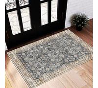 CHAMPLANT Washable Small Rug 60x90 cm Bath Mat Vintage Distressed Taupe Rug Door Mat Grip Carpet for Kitchen Dining Bedroom Living Room