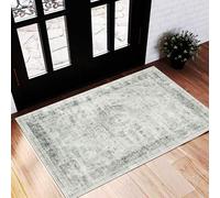 CHAMPLANT Washable Small Rug 60x90 cm Bath Mat Vintage Distressed Taupe Rug Door Mat Grip Carpet for Kitchen Dining Bedroom Living Room