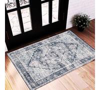 CHAMPLANT Washable Small Rug 60x90 cm Bath Mat Vintage Distressed Taupe Rug Door Mat Grip Carpet for Kitchen Dining Bedroom Living Room