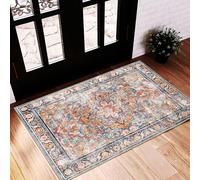 CHAMPLANT Washable Small Rug 60x90 cm Bath Mat Vintage Distressed Taupe Rug Door Mat Grip Carpet for Kitchen Dining Bedroom Living Room
