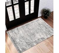 CHAMPLANT Washable Small Rug 60x90 cm Bath Mat Vintage Distressed Taupe Rug Door Mat Grip Carpet for Kitchen Dining Bedroom Living Room