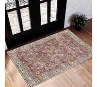 CHAMPLANT Washable Small Rug 60x90 cm Bath Mat Vintage Distressed Taupe Rug Door Mat Grip Carpet for Kitchen Dining Bedroom Living Room
