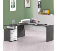 champlin high gloss corner laptop desk in white and report