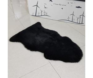 Champlus Genuine Australian Merino Sheepskin Rug, 2.3x3.3 ft Lambskin Area Rug, Single Pelt, Black