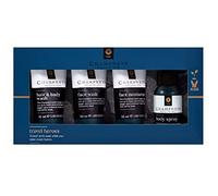 Champneys Heroes Travel Gift Set - Face & Body 4-pcs Mini Spa Kit for Men with Topline Thank You Card. Idea for Stocking Fillers, Secret Santa or Men's Birthday Gift Set