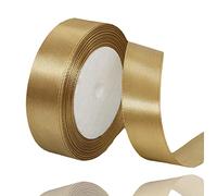 Champpagne Gold Satin Ribbon 25mm x 23 Metres, Solid Color Gift Ribbon for Crafting, Gift Wrapping, Wedding Bouquet, Flower Arrangement, Bows Making, Balloons, Cake Decoration and Baby Shower