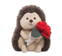 champracer Cuddly Toy Hedgehog 28 cm Plush Hedgehog with Rose Cuddly Hedgehog Plush Toy Fluffy Stuffed Toy for Playing & Cuddling Birthday Gift for Children
