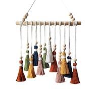 champracer Macrame Wall Hanging, Boho Decorative Macrame Tapestry, Coloured Woven Wall Hanging with Wooden Beads, Chic Tapestry, Fringe Garland for Bedroom, Living Room, Children's Room