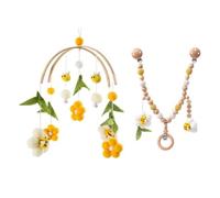 champracer Pack of 2 Mobile Baby Bed Bell and Pram Chain, Pram Toy for Babies, Wooden Mobile Baby Wind Chime, for Cot, Car Seat, Baby Seat, Newborn Gift (A)