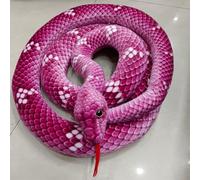 champracer Plush Snake Stuffed Realistic Plush Snake, 200 cm, as a Cuddly Toy and Decoration Gift for Children (200 cm, Rose)