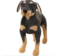 champracer Simulated Animal Dog Plush Toy Lifelike Rottweiler Puppy Plush Stuffed Dog Plush Toy Standing Black Dog Stuffed Toy Gifts for Boys Girls (27 cm)
