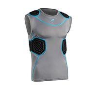 Champro Bull Rush Football Compression Shirt w Cushion System, Charcoal, Black Inset, Small