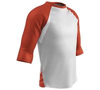 CHAMPRO Complete Game 3/4 Sleeve Polyester Baseball Shirt, Adult Medium, White, Orange Sleeve