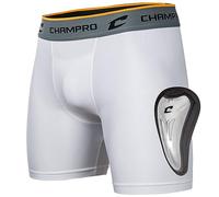 Champro Compression Boxer Short with Cup - Polyester/Spandex, Adult Medium, White