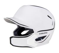 Champro HXE Two-Tone Matte Baseball Batting Helmet with Jaw Guard, Medium, White