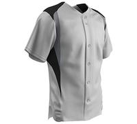 CHAMPRO Men's Bull Pen Full Button Baseball Jersey, White,Black,Grey, XX-Large