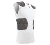 Champro Men's FJU6WL Tri-Flex Football Compression Shirt with Cushion System, White, Grey Inset, Large