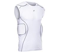 CHAMPRO Men's Formation Football Padded Sleeveless Compression Shirt Sleveless, White, 4X-Large