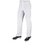 Champro Men's Triple Crown OB Open-Bottom Loose-Fit Baseball Pant with Knit-in Pinstripes White, Black