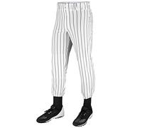 Champro Men's Triple Crown Pinstripe Polyester Baseball Pant, White, Black, Small