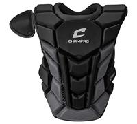 CHAMPRO Optimus Pro Plus Ergonomic Baseball Catcher’s Chest Protector for Commotio Cordis with Removeable Shoulder Cap, 15.5", Black