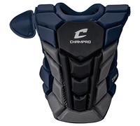 CHAMPRO Optimus Pro Plus Ergonomic Baseball Catcher’s Chest Protector for Commotio Cordis with Removeable Shoulder Cap, 16.5", Navy Blue