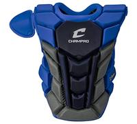 CHAMPRO Optimus Pro Plus Ergonomic Baseball Catcher’s Chest Protector for Commotio Cordis with Removeable Shoulder Cap, 15.5", Royal Blue