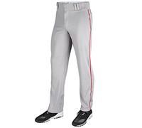 Champro Sports Adult Triple Crown Open Bottom Piped Pants, Mens, BP91UAGSP4X, Grey, Scarlet Pipe, 4XL
