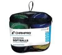 Champro Training Softballs, Set of 4 (Green/Yellow/Black/Blue, 12-Inch)