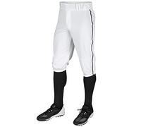 Champro Triple Crown Knicker Style Baseball Pants with Contrast-Color Braid Piping and Reinforced Sliding Areas White,Black Pipe, Adult X-Large
