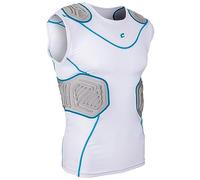 CHAMPRO Youth Bull Rush Football Compression Shirt with Integrated Cushion System White, Grey
