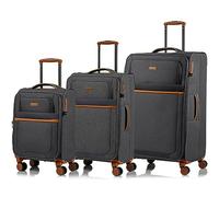 CHAMPS Classic II Collection - 3 Piece Softside Spinner Luggage Set, Grey, L, Check-in