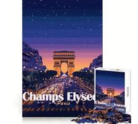 Champs Elysees Paris Night Scene for Adults 1000 Piece Jigsaw Puzzle Thought Skill Slow Leisure Accurate Edges Perfect Present (50x75cm)