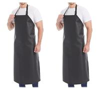 CHAMSUREUK 2 Pack 40" Waterproof Rubber PVC Apron Adjustable Aprons for Men HEAVY Duty Chemical Resistant Work Apron Extra Long Aprons for car wash Lab Butcher Cooking Kitchen BBQ