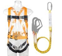 CHAMSUREUK Height Safety Fall Arrest Kit, 5 Point Safety Harness, Universal Size, Rated to 100kg/220lb with 2 Big Buckles and 2 2m Lanyards Approved EN355, EN354 and EN361