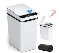 CHAMSUREUK Smart Touchless Bathroom Trash Can 12L Automatic Motion Sensor Rubbish Can with Lid Electric Waterproof Narrow Small Garbage Bin for Kitchen, Office, Toilet, Bedroom with 50pcs Trash bags