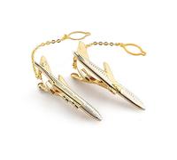 Chamvino 2PCS business men's golden airplane tie clip Metal electroplating High -end men's tie clip
