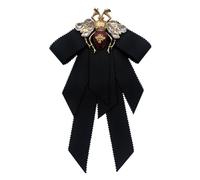 Chamvino Vintage alloy black bow Bee Brooch preppy ribbon bow tie for men and women, Alloy, Polyester, crystal